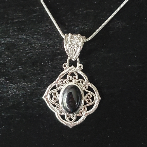 Sterling Silver Black Onyx 24" \Sterling Silver Ne - Picture 6 of 6